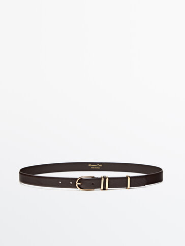 Leather belt with triple belt loop