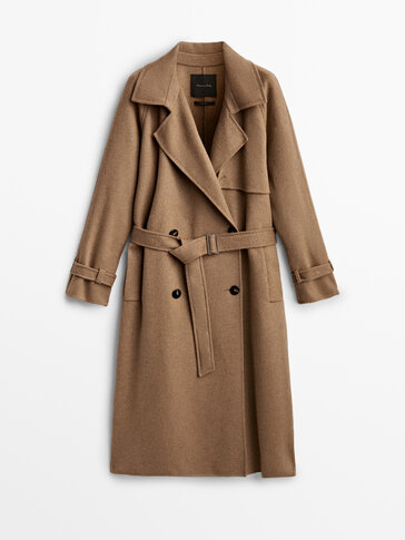 Trench coat with leather details
