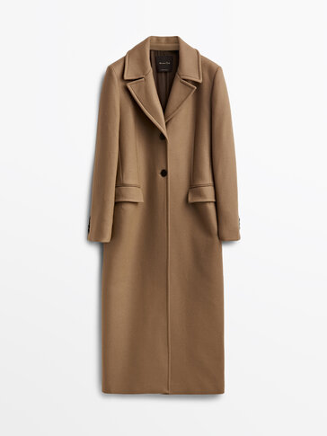 Fitted wool blend coat