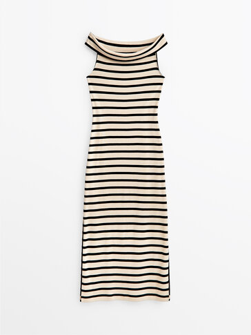Striped boat neck dress