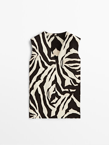 Zebra desenli kısa elbise
