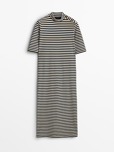 Striped short sleeve midi dress