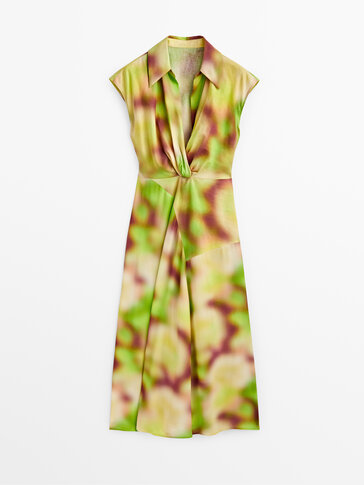 Printed linen and cotton dress