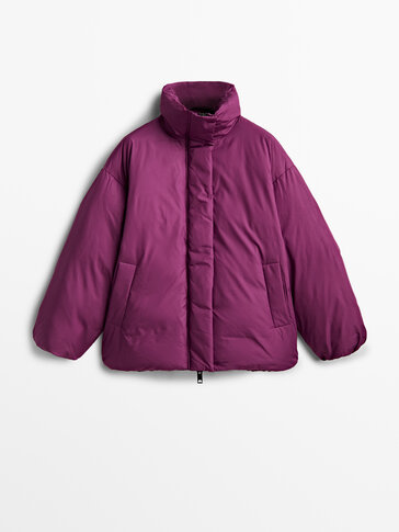 Short down jacket with no topstitching
