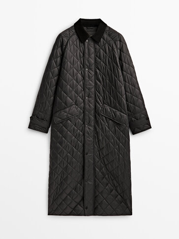 long quilted black coat