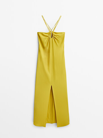 Strappy midi dress with cut-out detail at the chest