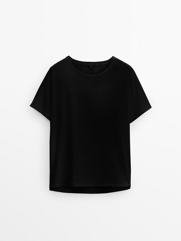 Massimo Dutti T-Shirt DAMEN Hemden & T-Shirts T-Shirt Plumetis Rabatt 82 % Weiß S 