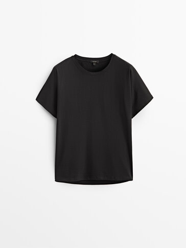 Rabatt 72 % DAMEN Hemden & T-Shirts Gerippt Massimo Dutti T-Shirt Schwarz S 