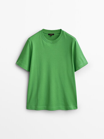 Κοντομάνικη μπλούζα από βαμβάκι premium