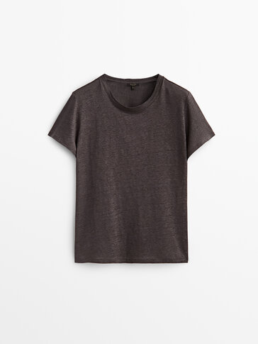 100% linen round neck T-shirt