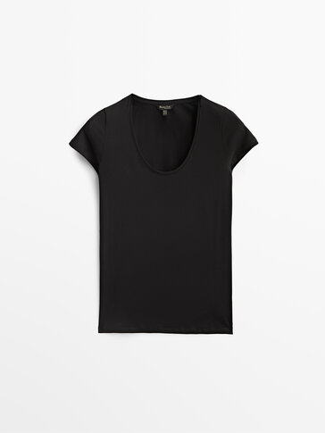 DAMEN Hemden & T-Shirts T-Shirt Basisch Grau S Rabatt 63 % Massimo Dutti T-Shirt 