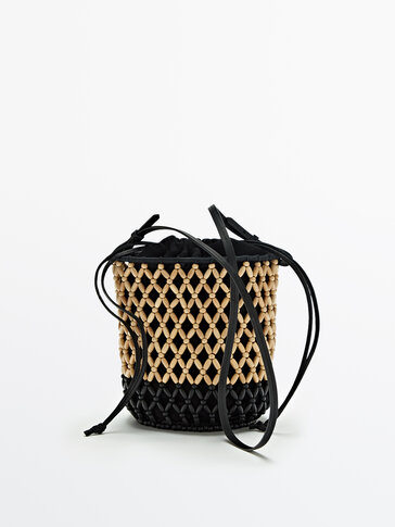 Dřevěná kabelka + vnitřní lněná taška