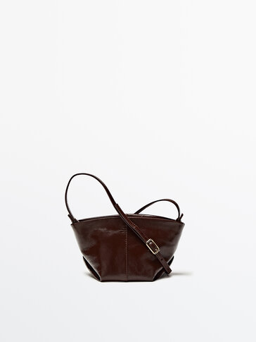 Mini-sac trapèze en cuir pochette et bandoulière