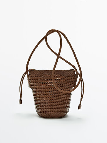 Плетеная сумка и внутренняя сумка изо льна (маленькая)
