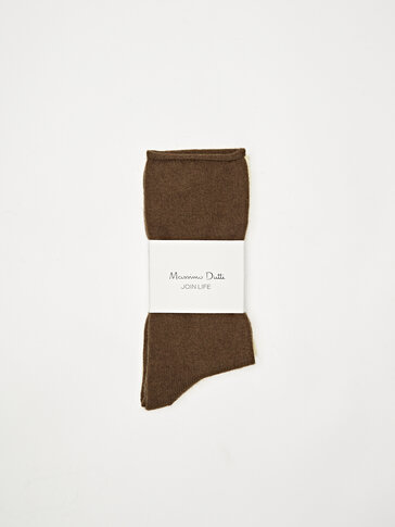 Pack of 2 cotton and wool roll-up socks