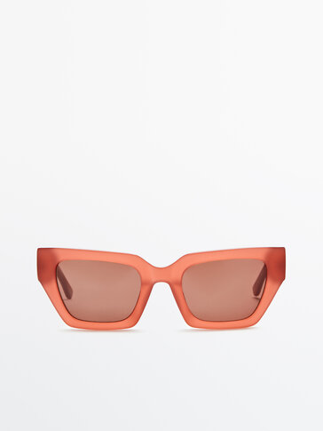Оранжеви слънчеви очила с квадратна рамка
