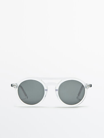 Double bridge round sunglasses