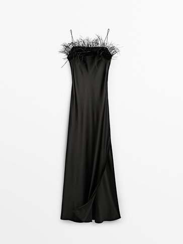 Silk dress with feather trim - Studio