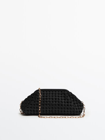 Braided clutch-style handbag with chain -Studio