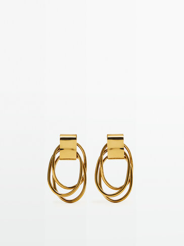 Gold-plated triple hoop earrings - Studio