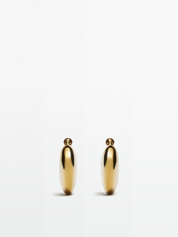 Gold-plated 3D hoop earrings - Studio