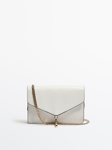 Leather bag with front flap and chain detail - Studio