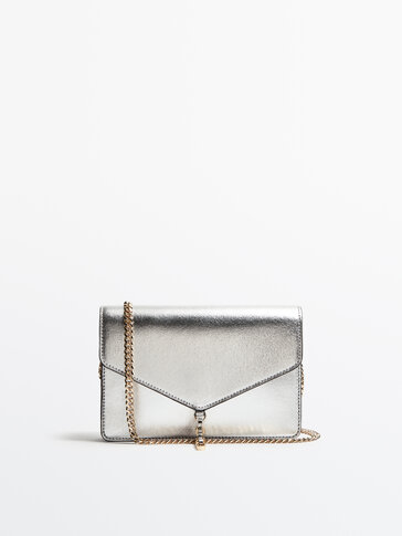 Leather bag with front flap and chain detail - Studio