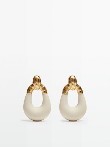 Gold-plated contrast earrings - Studio