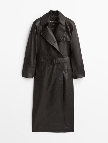 Nappa leather trench-style coat with belt - Studio