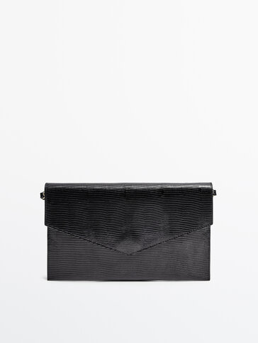 Leather clutch bag with pointed flap - Studio