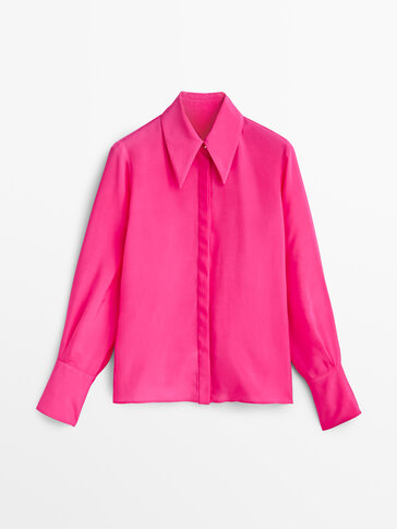 Fuchsia shirt with gold-toned buttons - Studio