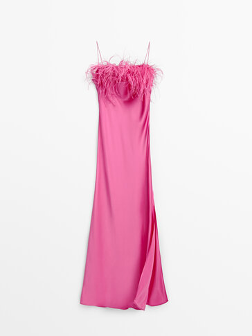 Silk dress with feather trim - Studio