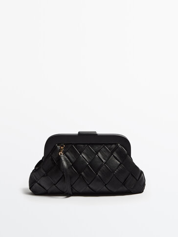 Braided leather bag with kiss clasp - Studio