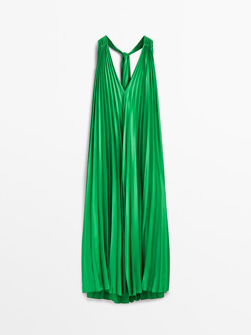 Plisowana sukienka w z dekoltem halter − Studio