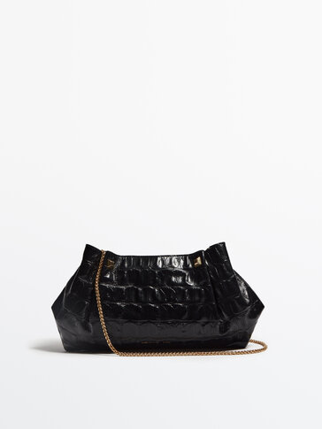 Hexagonal embossed mock croc leather bag - Studio