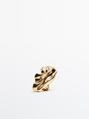 Gold-plated textured ring - Studio