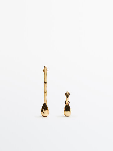 Gold plated irregular earrings -Studio