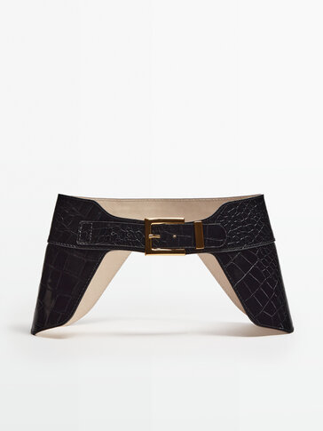 Embossed mock croc leather sash belt - Studio