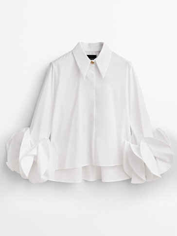 Popeline blouse met manchetten - Studio
