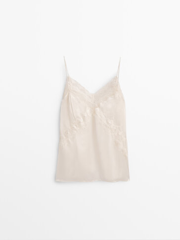 Camisole top with lace detail - Studio