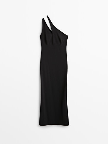 Black dress with asymmetric neckline -Studio