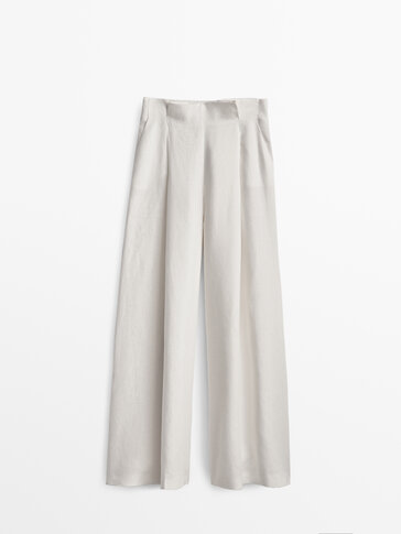 100% linen wide-leg trousers - Studio