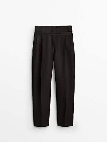 Darted black linen trousers - Studio