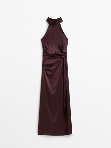 Długa sukienka z dekoltem halter − Studio