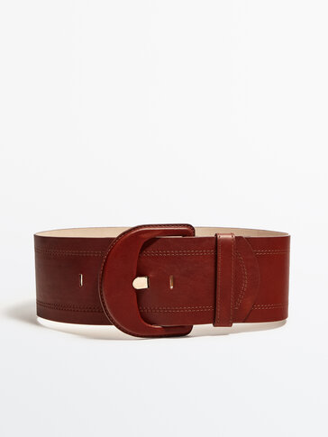 Leather sash belt