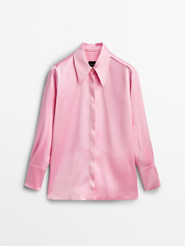 Camisa acetinada rosa - Studio