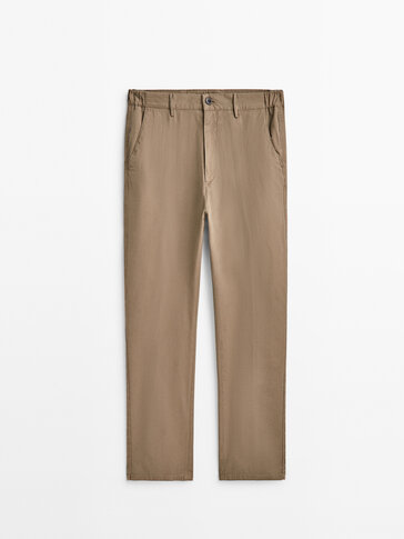 Jogger fit micro-textured chinos