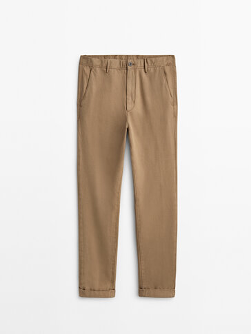 Tapered fit needlecord chino trousers