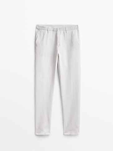 Pantalón chino lino algodón slim fit