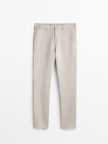 Pantalon chino lin et coton coupe slim